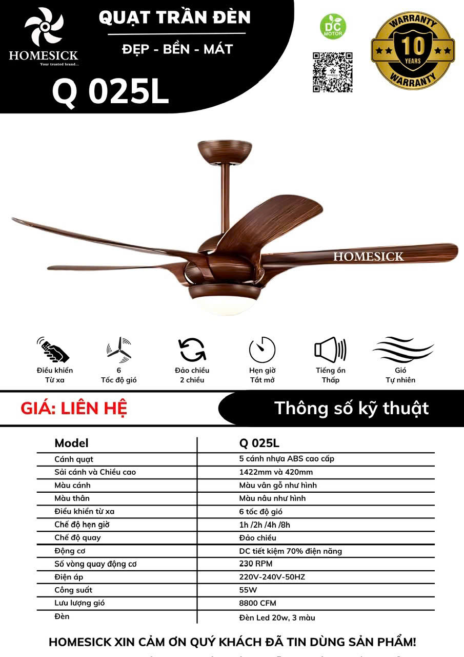 Quạt trần đèn HOMESICK Q025