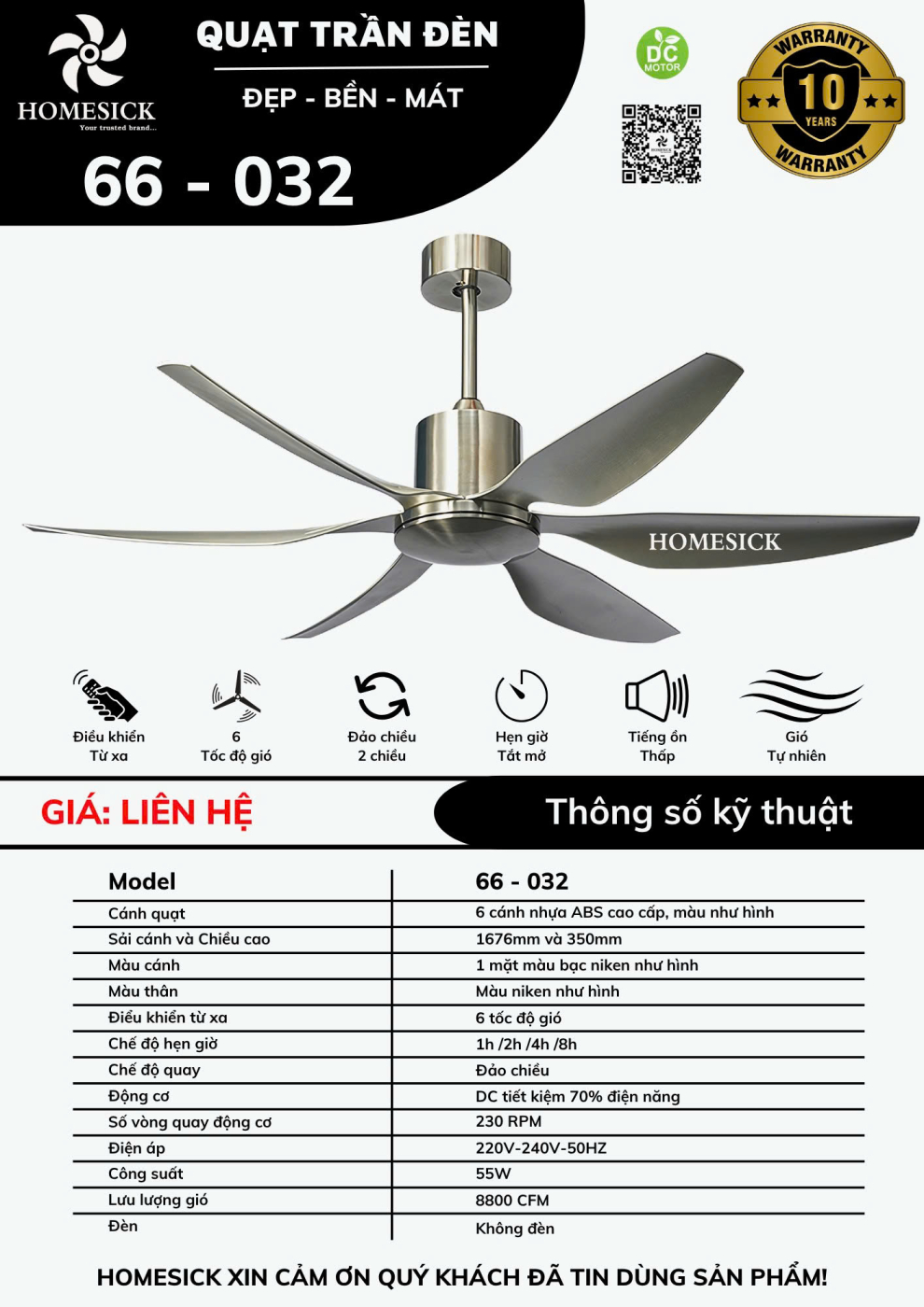 Quạt trần đèn HOMESICK 032