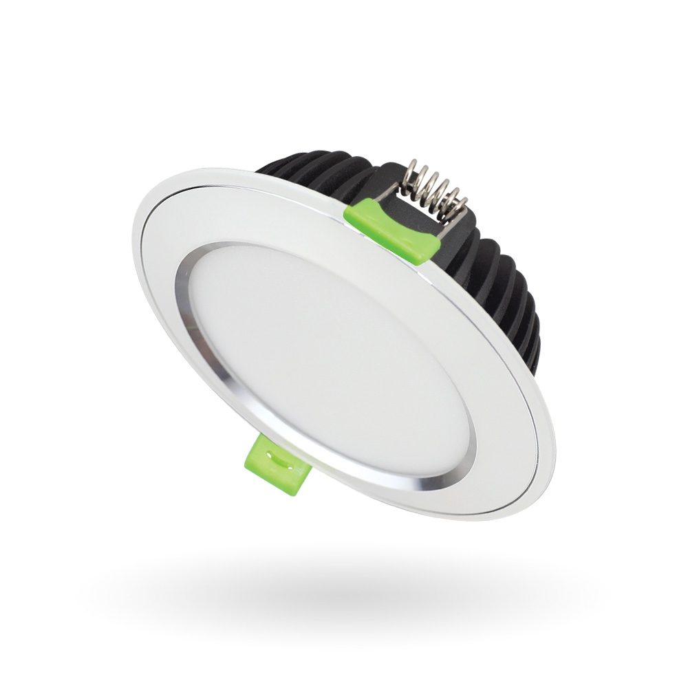 Đèn Âm Trần Diamond 10W Mặt Cong, Đơn Sắc, Viền Bạc