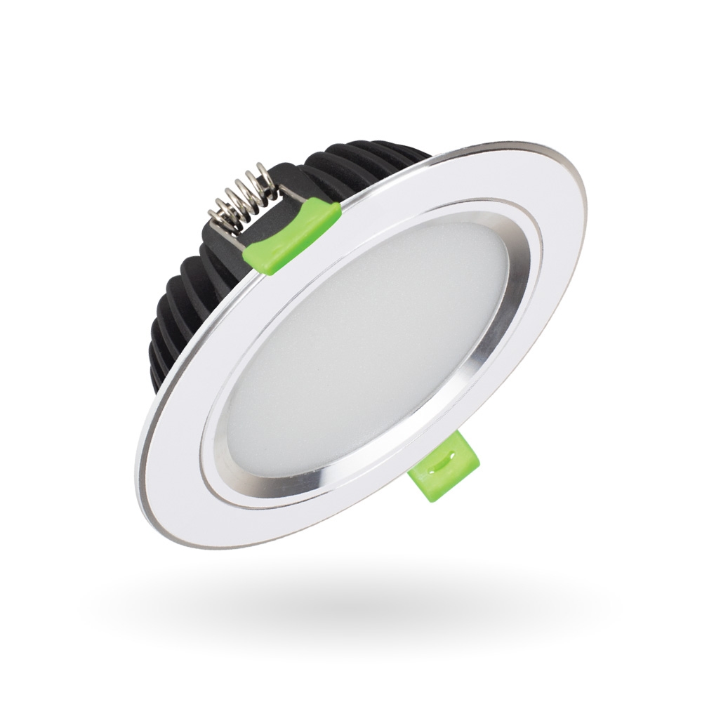 Đèn Âm Trần Diamond 10W Mặt Phẳng, Đơn Sắc, Viền Bạc