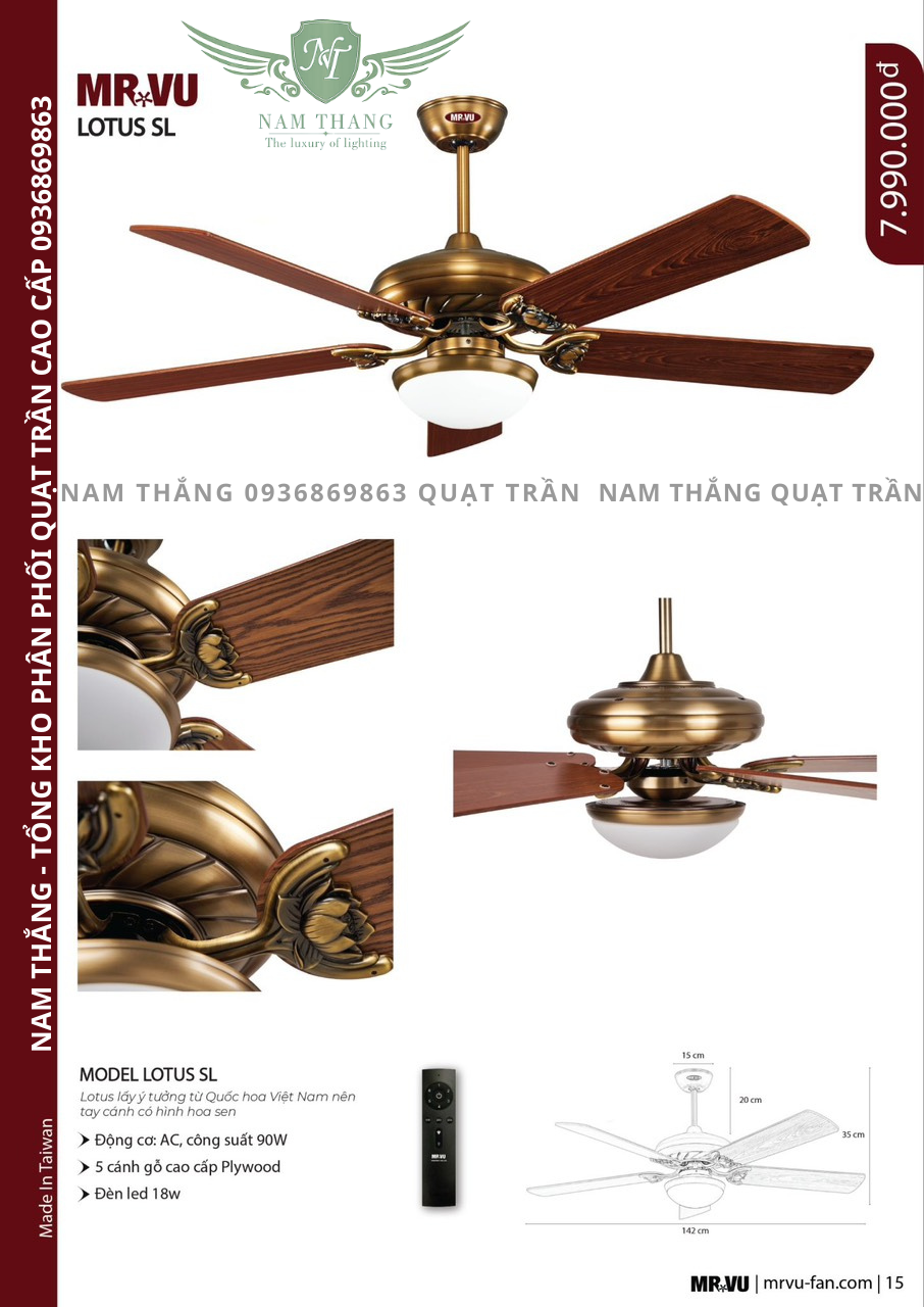 Quạt trần MR Vũ LOTUS SL 