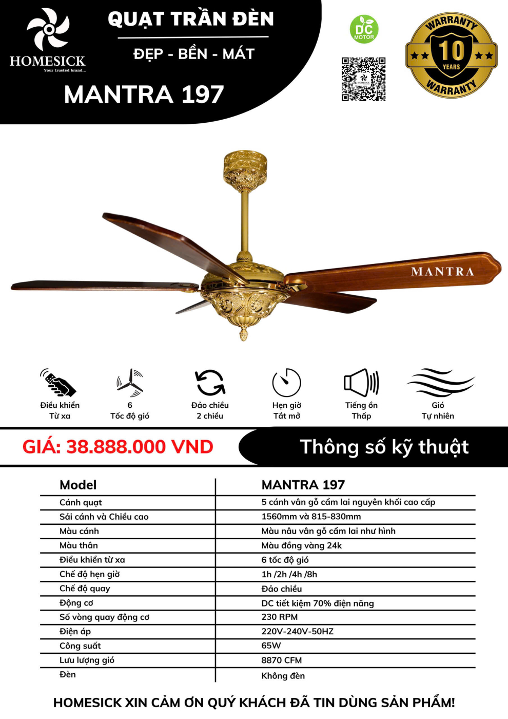 Quạt trần HOMESICK MANTRA 197