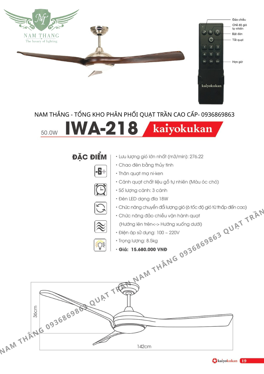 Quạt trần Kaiyo IWA 218