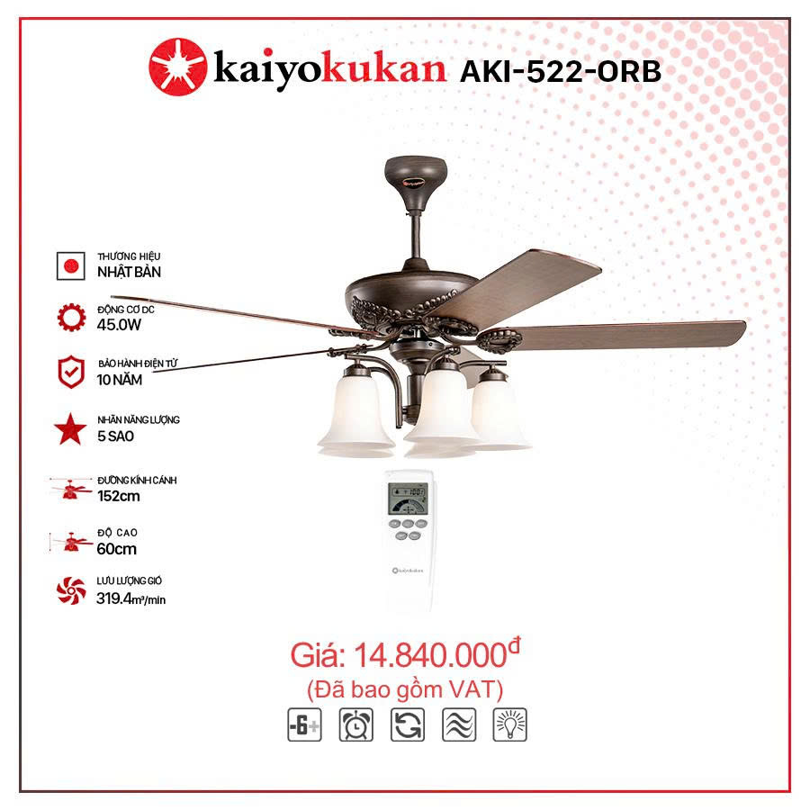 Quạt trần Kaiyokukan Aki 522 