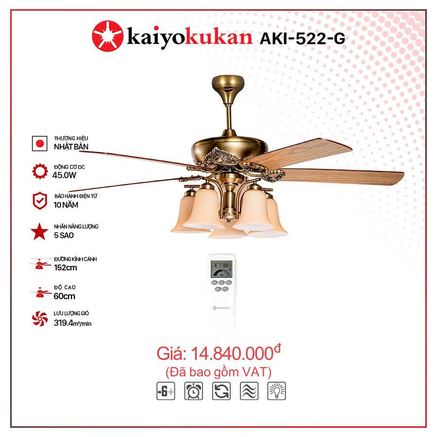 Quạt trần Kaiyokukan Aki 522 