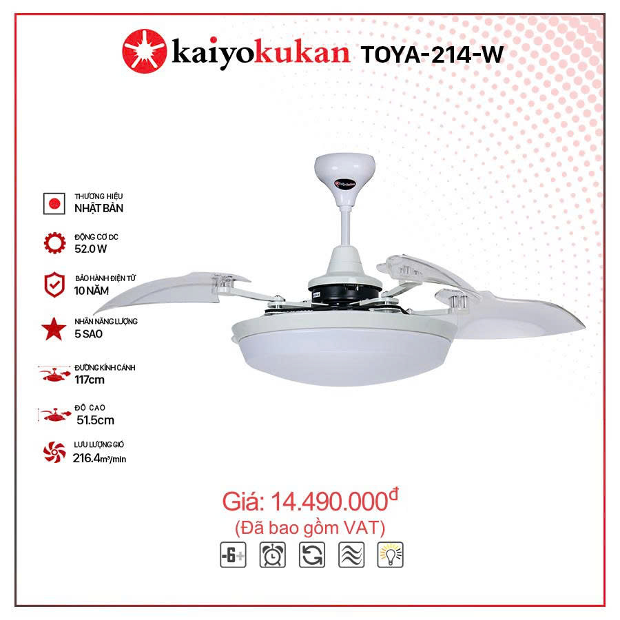 Quạt trần Kaiyo TOYA-214 ORB