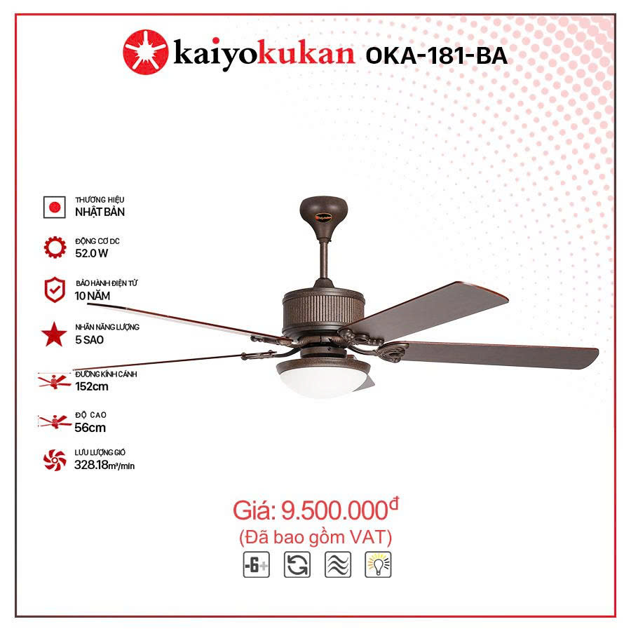 Quạt trần Kaiyo OKA-181 - BA