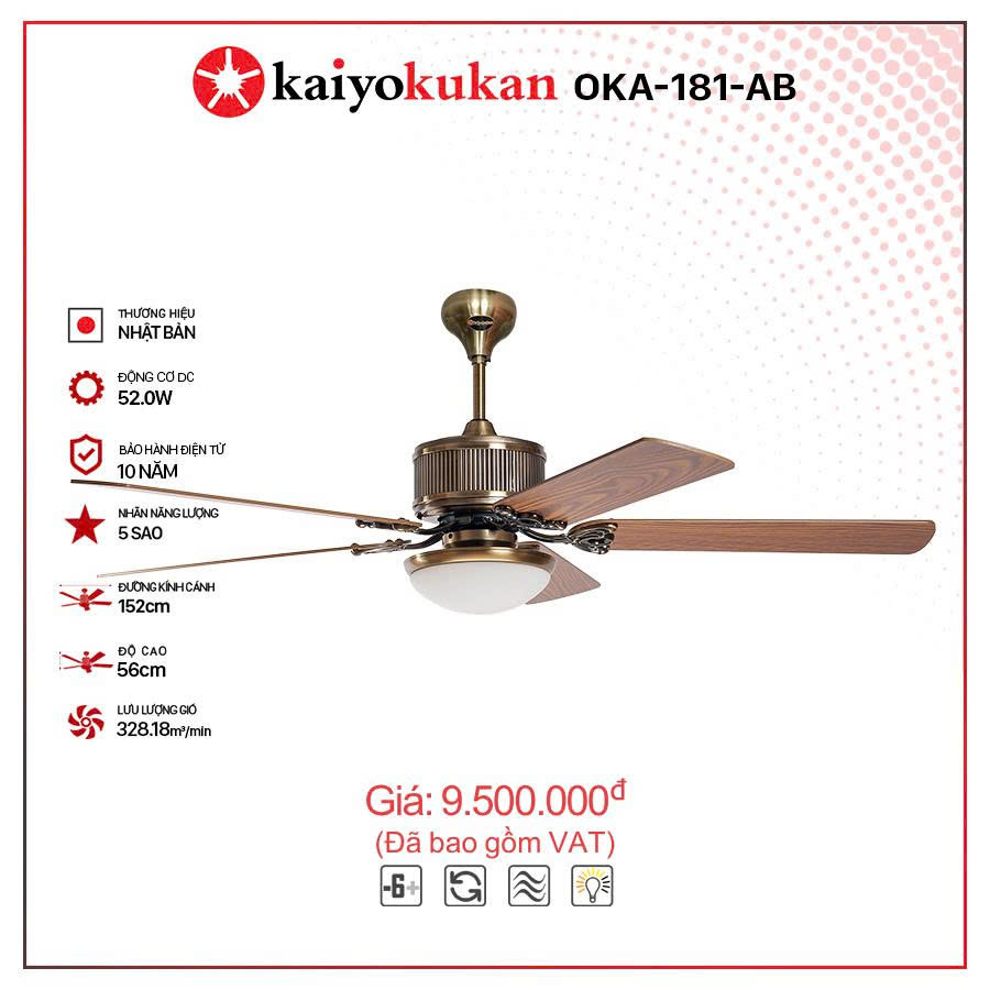 Quạt trần Kaiyo OKA-181AB