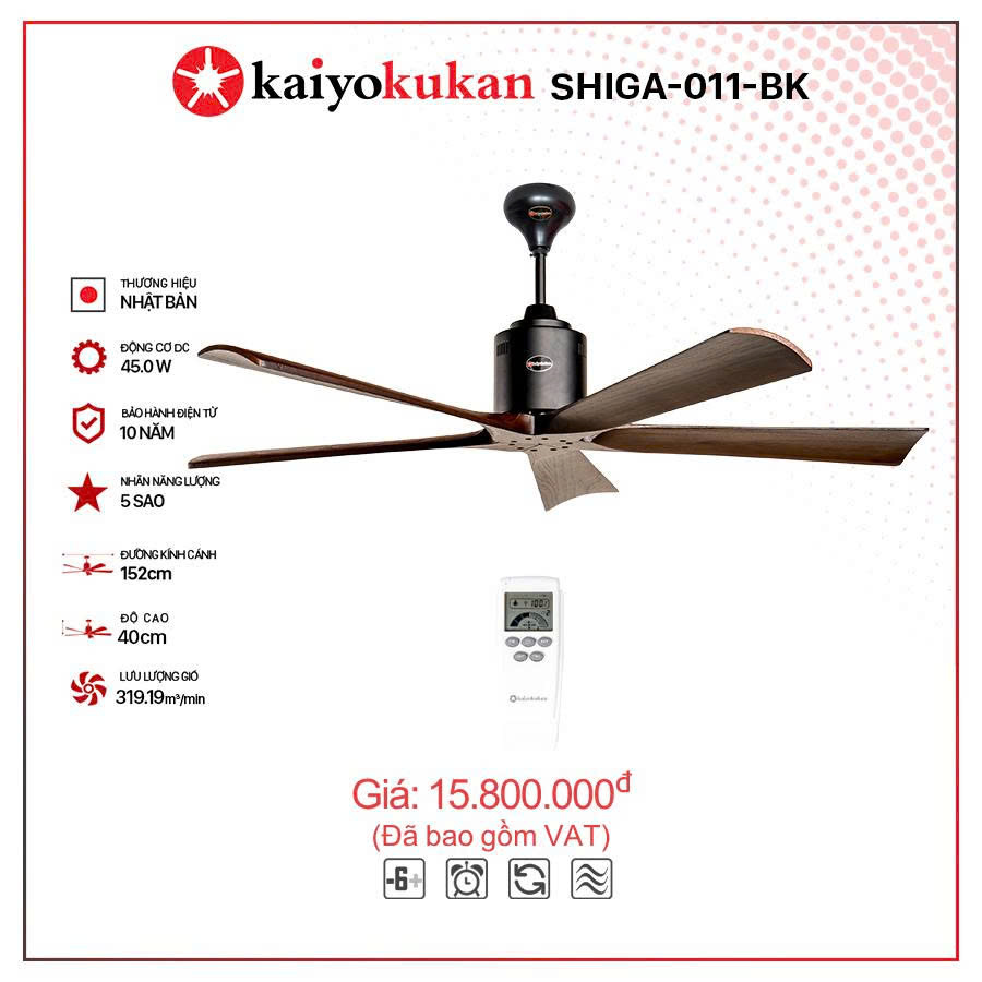 Quạt trần Kaiyokukan Shiga 011 BK