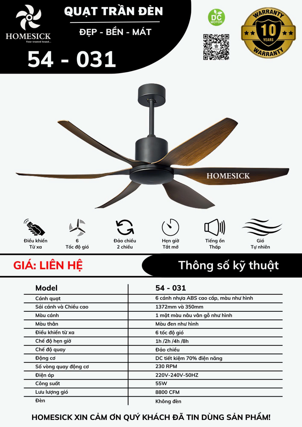 Quạt trần đèn HOMESICK 031