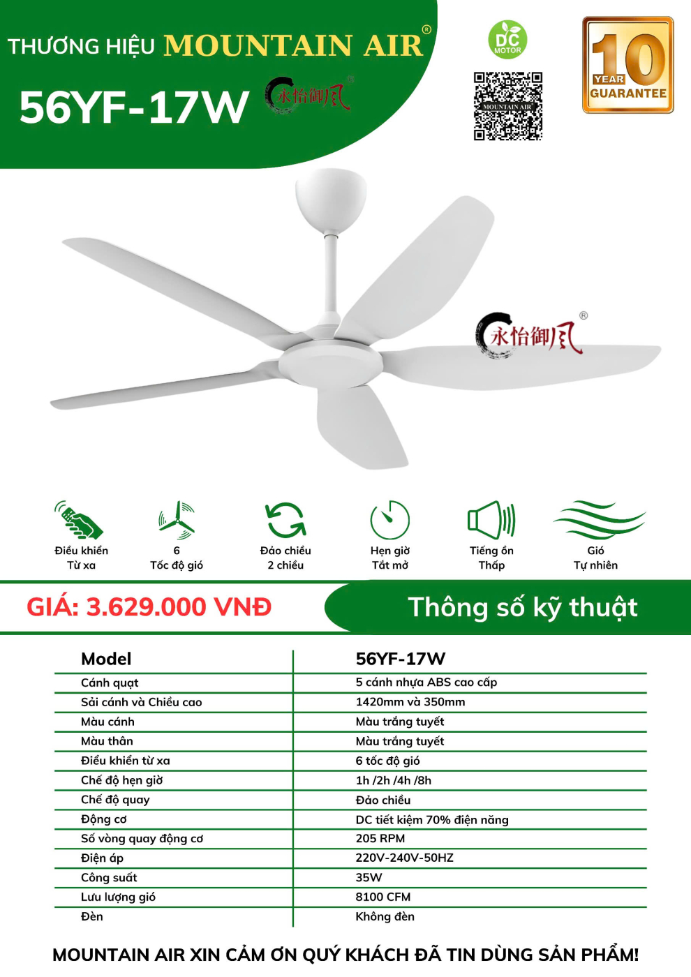  Quạt trần Mountain Air 56YF-17