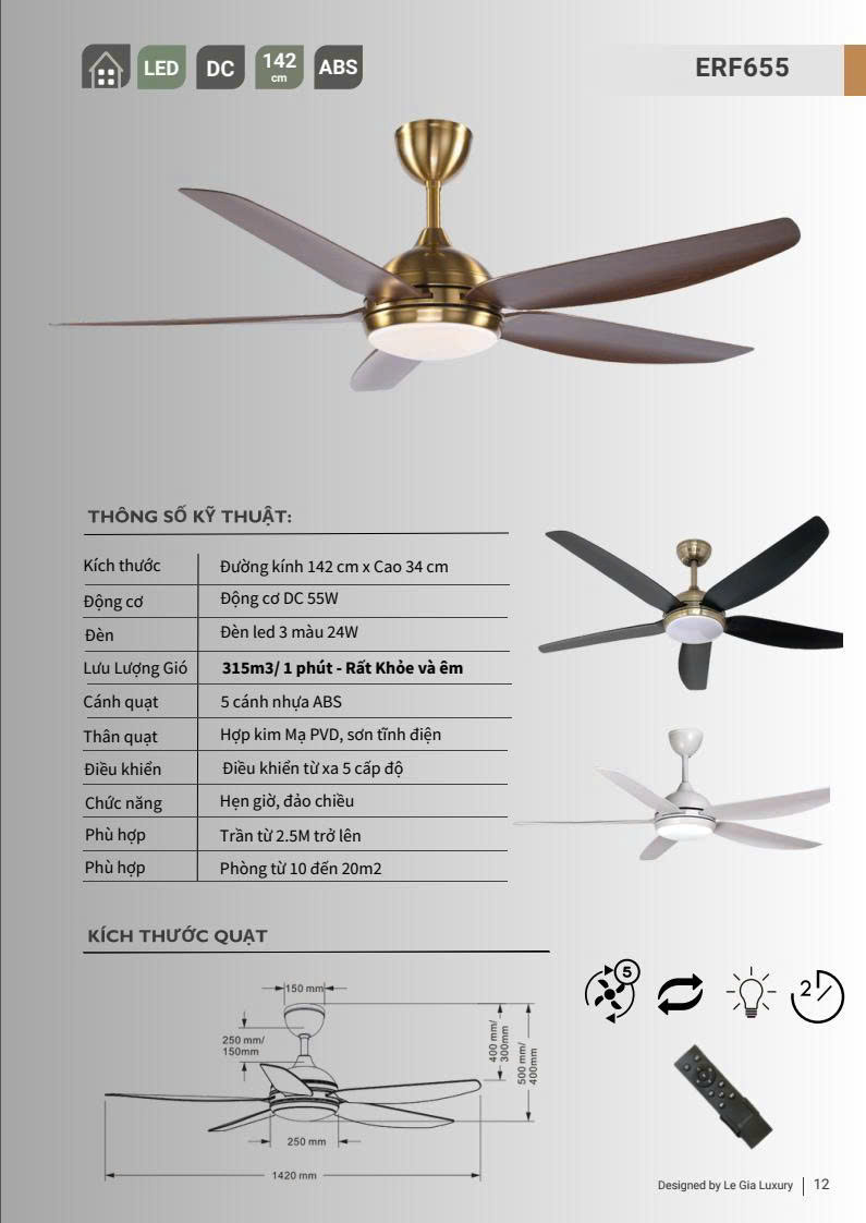 Quạt trần đèn EUROFAN  655
