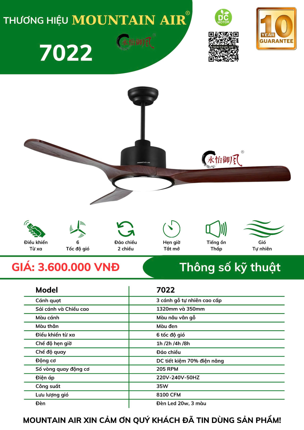 Quạt trần Mountain Air 7022