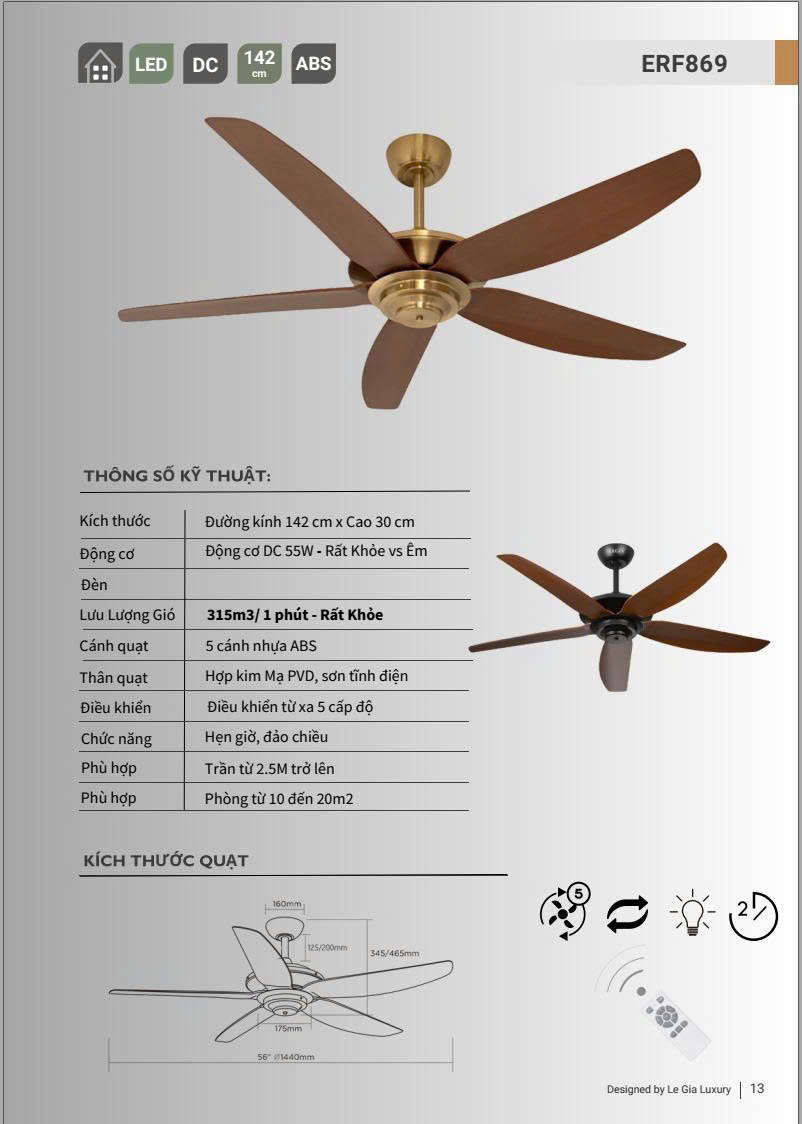 Quạt trần đèn EUROFAN  869