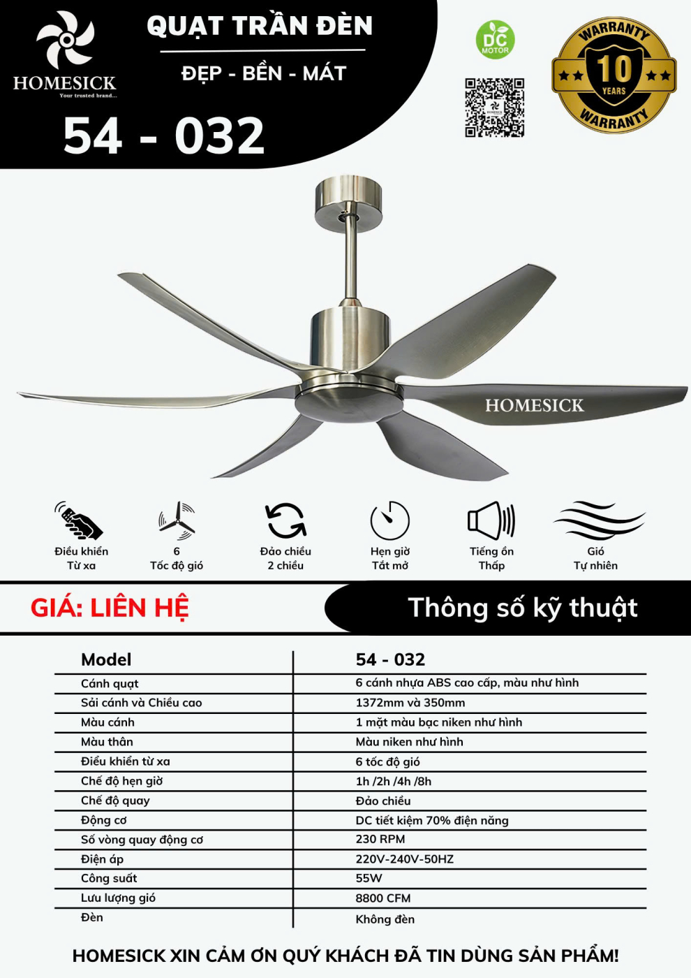 Quạt trần đèn HOMESICK 032