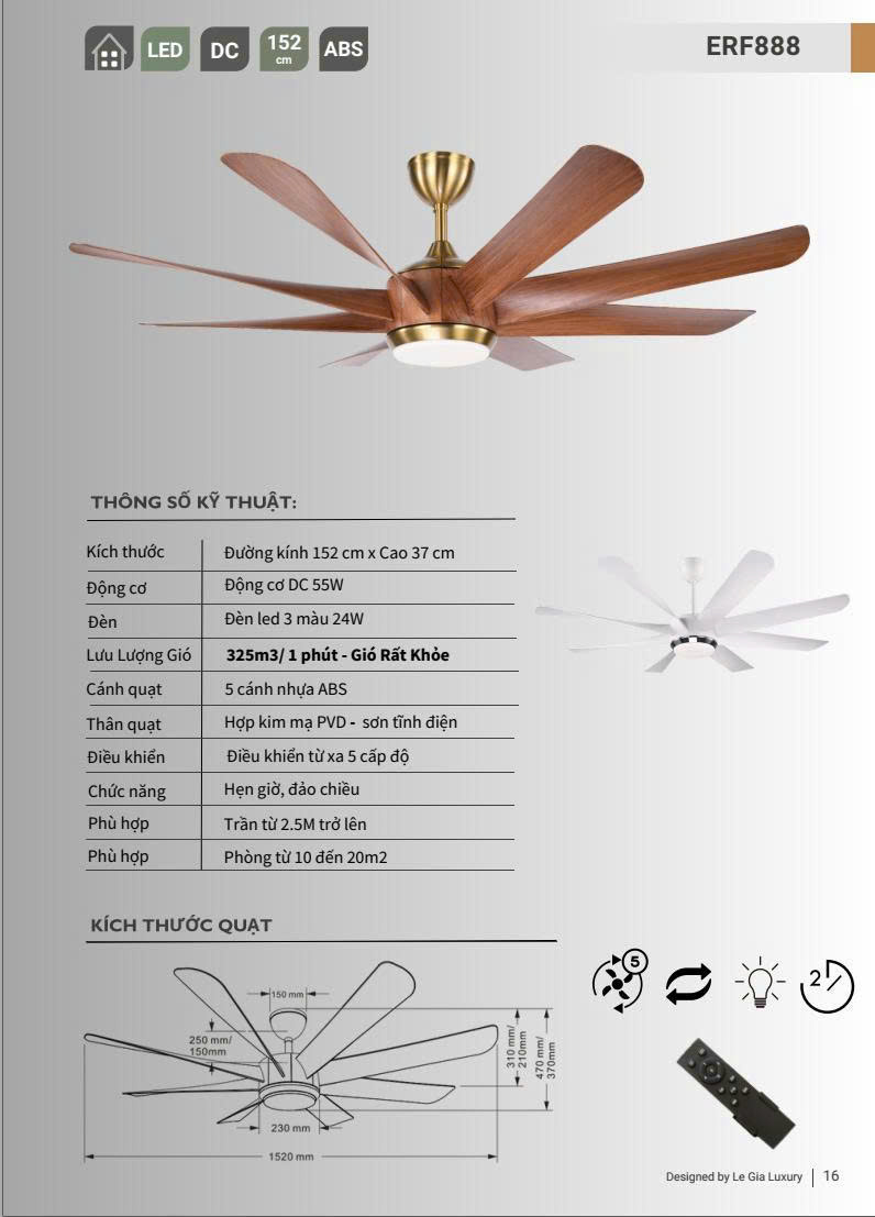 Quạt trần đèn EUROFAN  888