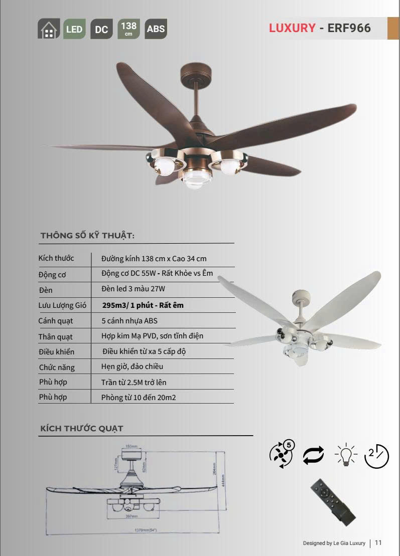 Quạt trần đèn EUROFAN  966