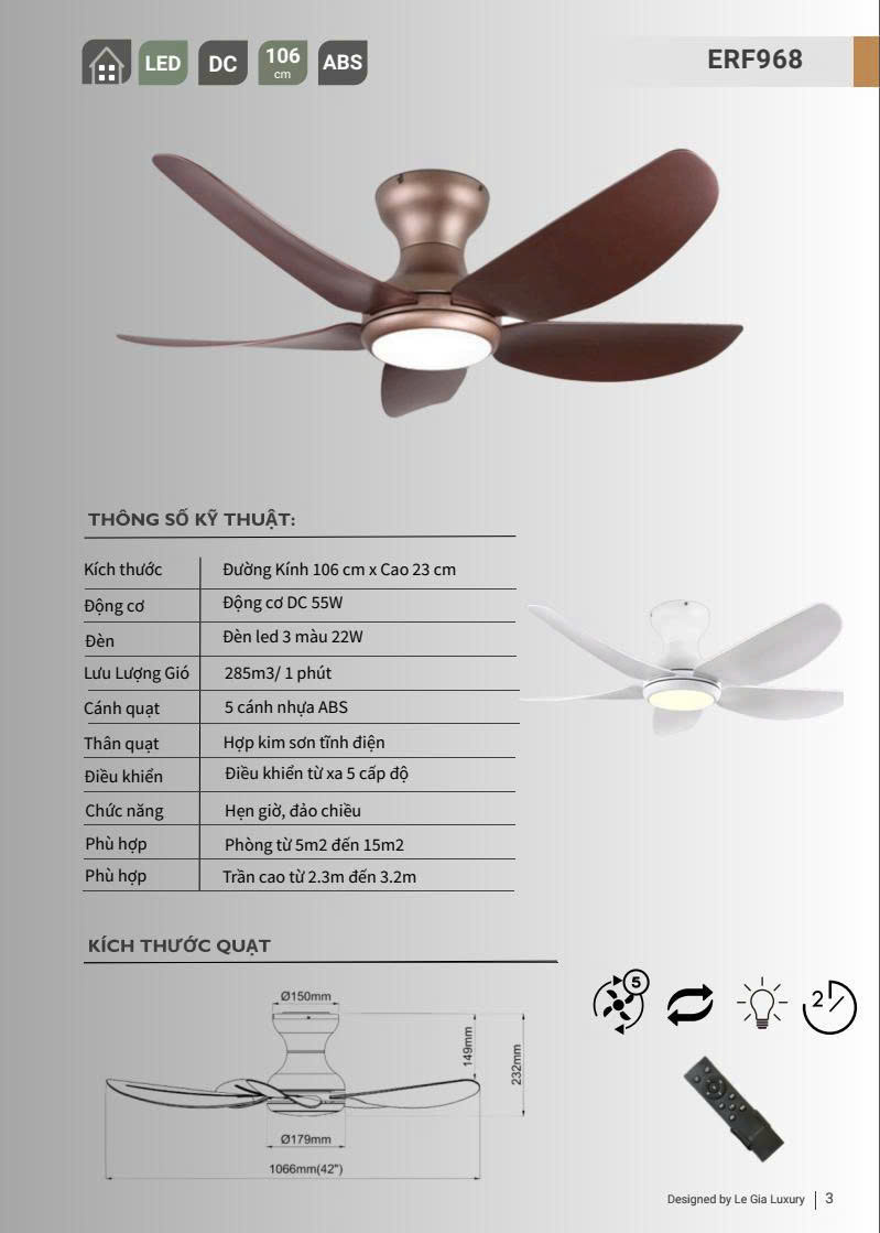 Quạt trần đèn EUROFAN  968