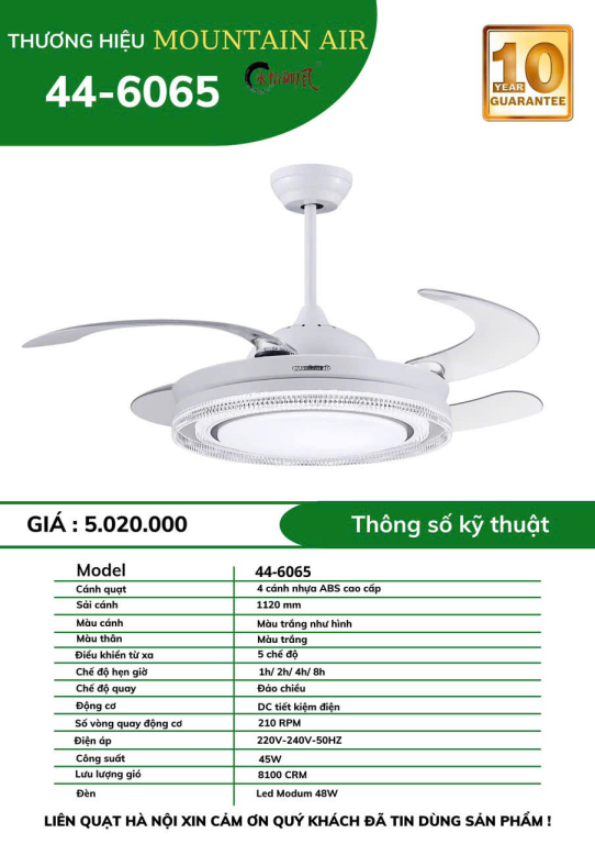 Quạt trần Mountain Air  cụp xòe 6065