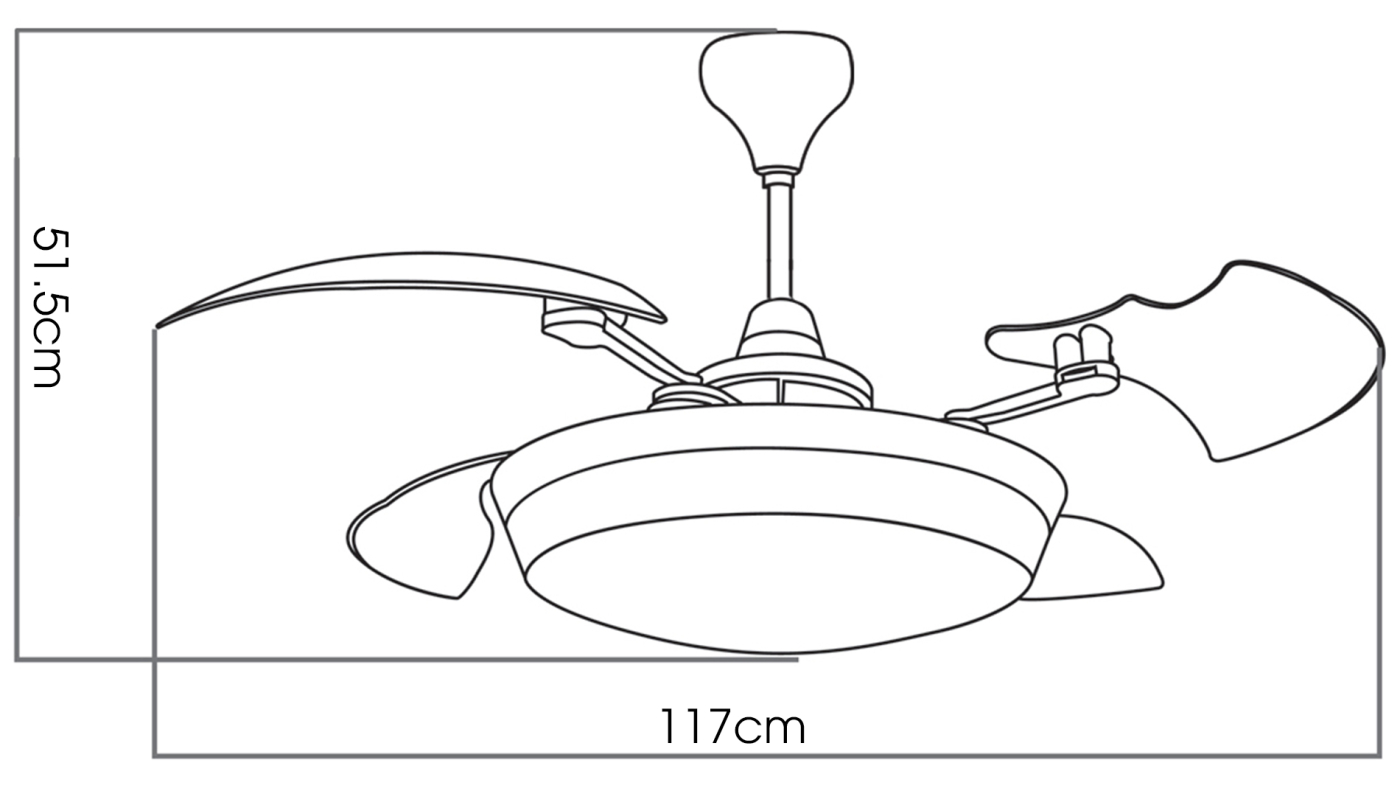 Quạt trần cụp xòe giấu cánh - Kaiyo TOYA-214 ORB
