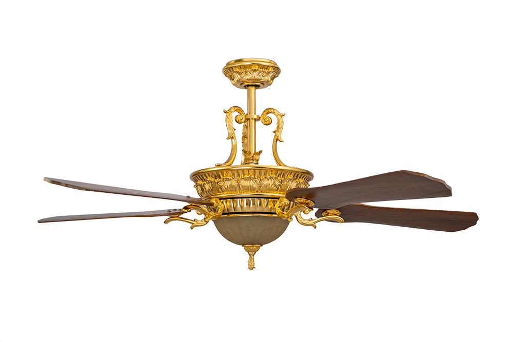 Quạt trần 5 cánh gỗ TN thân mạ vàng -Kaiyo 224Gold