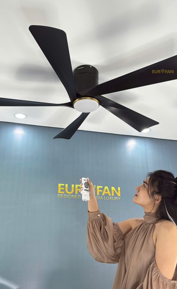 Quạt trần 5 cánh đen, cổ ngắn Eurofan 668MV