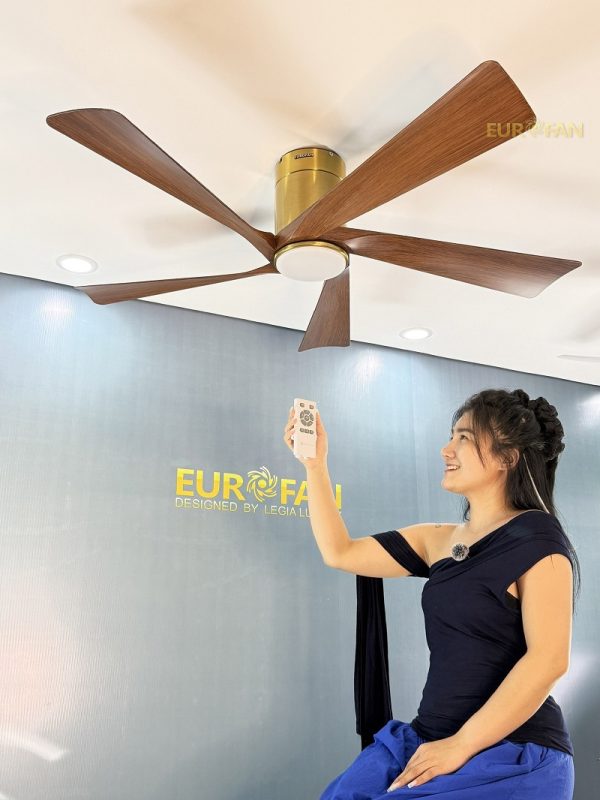 Quạt trần 5 cánh nâu gỗ, cổ ngắn Eurofan 668MV
