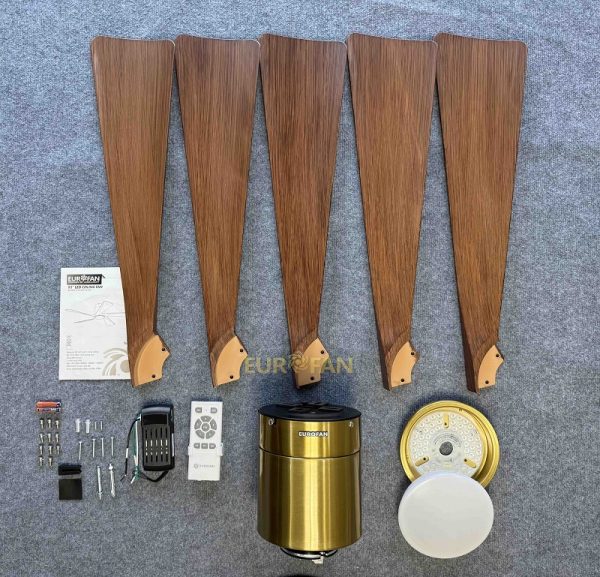 Quạt trần 5 cánh nâu gỗ, cổ ngắn Eurofan 668MV