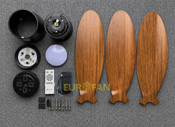 Quạt trần 3 cánh nâu gỗ Eurofan 728T