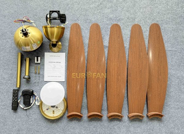 Quạt trần 5 cánh nâu vân gỗ -EUROFAN 866T