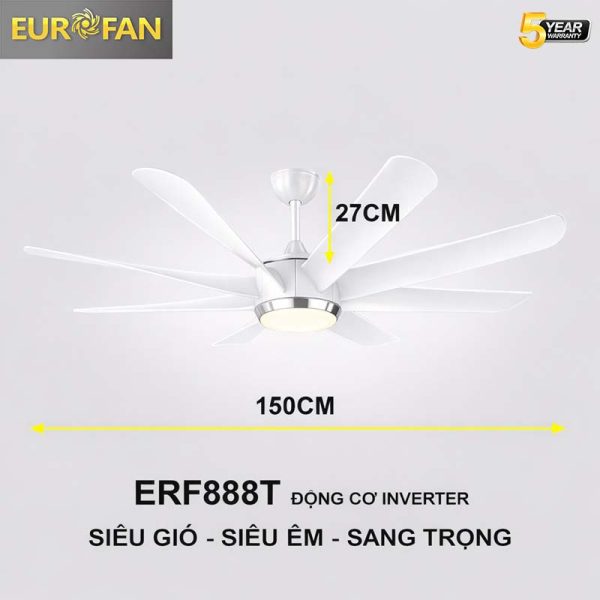Quạt trần 8 cánh trắng - Eurofan 888T