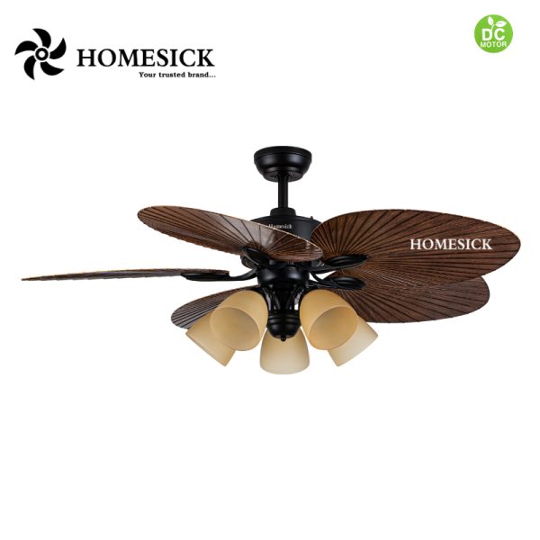 Quạt trần cánh cọ indochin Homesick 52-503A (có đèn)